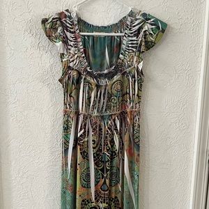 Long multi print dress
